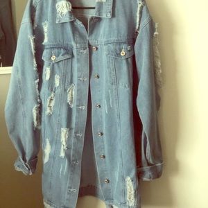 Ripped Oversized Denim Trucker Jacket